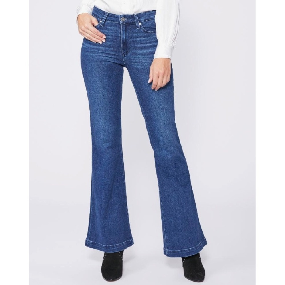 Paige Genevieve High Rise Flare Jeans Size 32 Aegean Wash 6725F72-4400